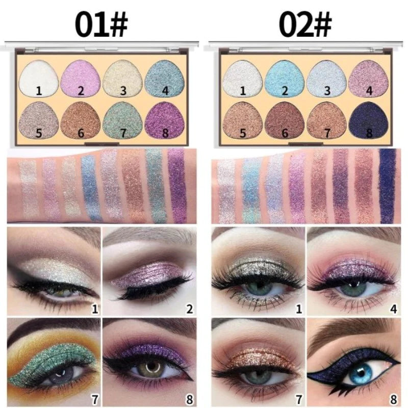 MISS ROSE 8 Colors Glitter Eyeshadow Makeup Palette