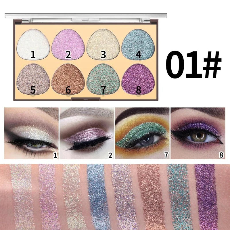 MISS ROSE 8 Colors Glitter Eyeshadow Makeup Palette