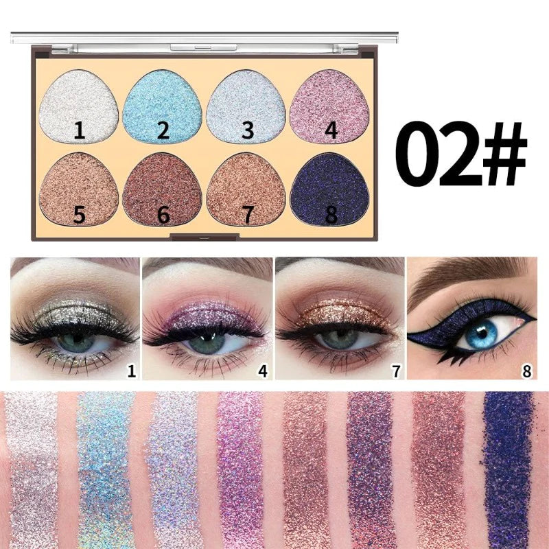 MISS ROSE 8 Colors Glitter Eyeshadow Makeup Palette