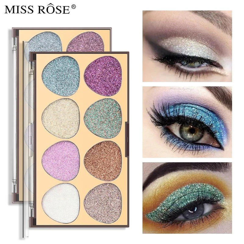 MISS ROSE 8 Colors Glitter Eyeshadow Makeup Palette