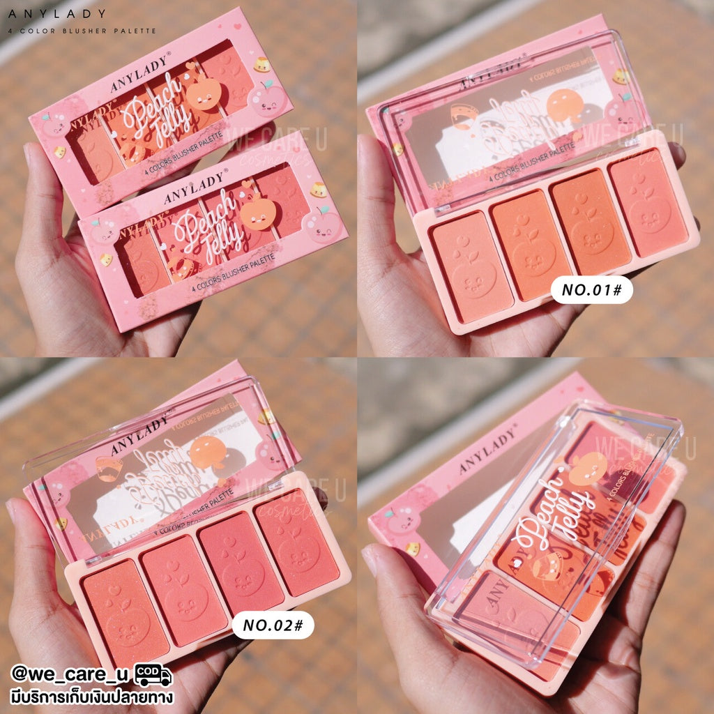 ANYLANDY Peach Telly 4 Colors Blusher Makeup Palette