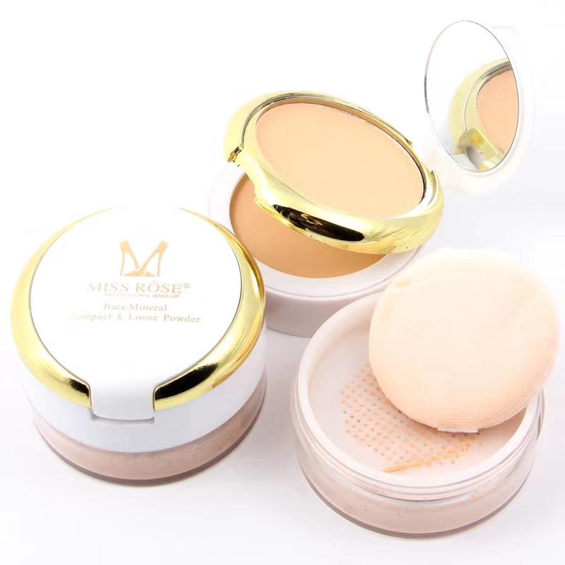 Miss Rose 3D Pearl Whitening Compact & Lose Powder